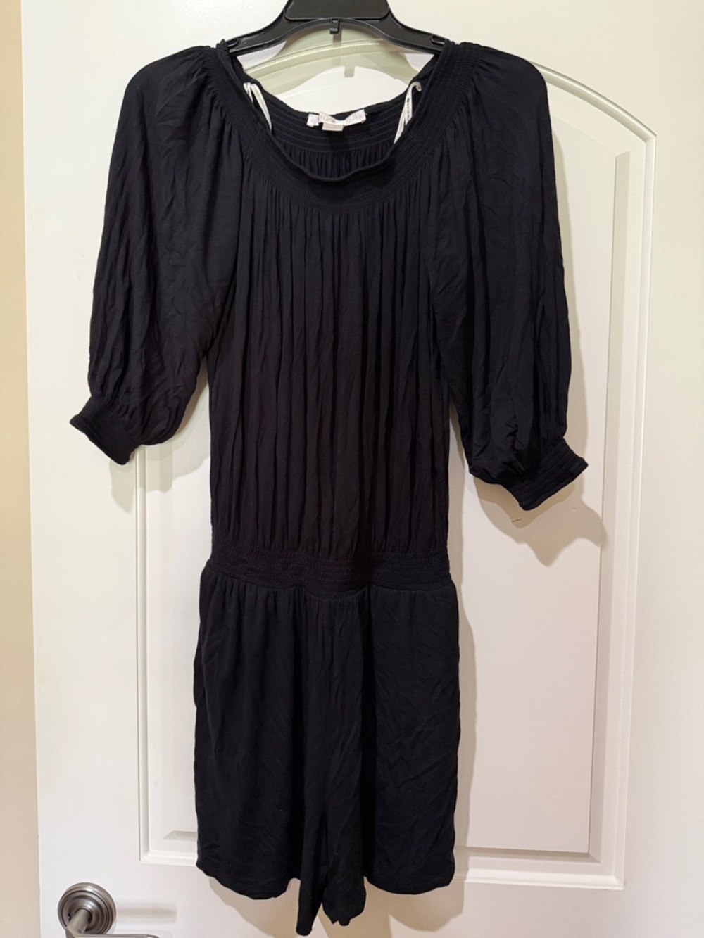 Boston Proper Black Off the Shoulder Shorts Romper